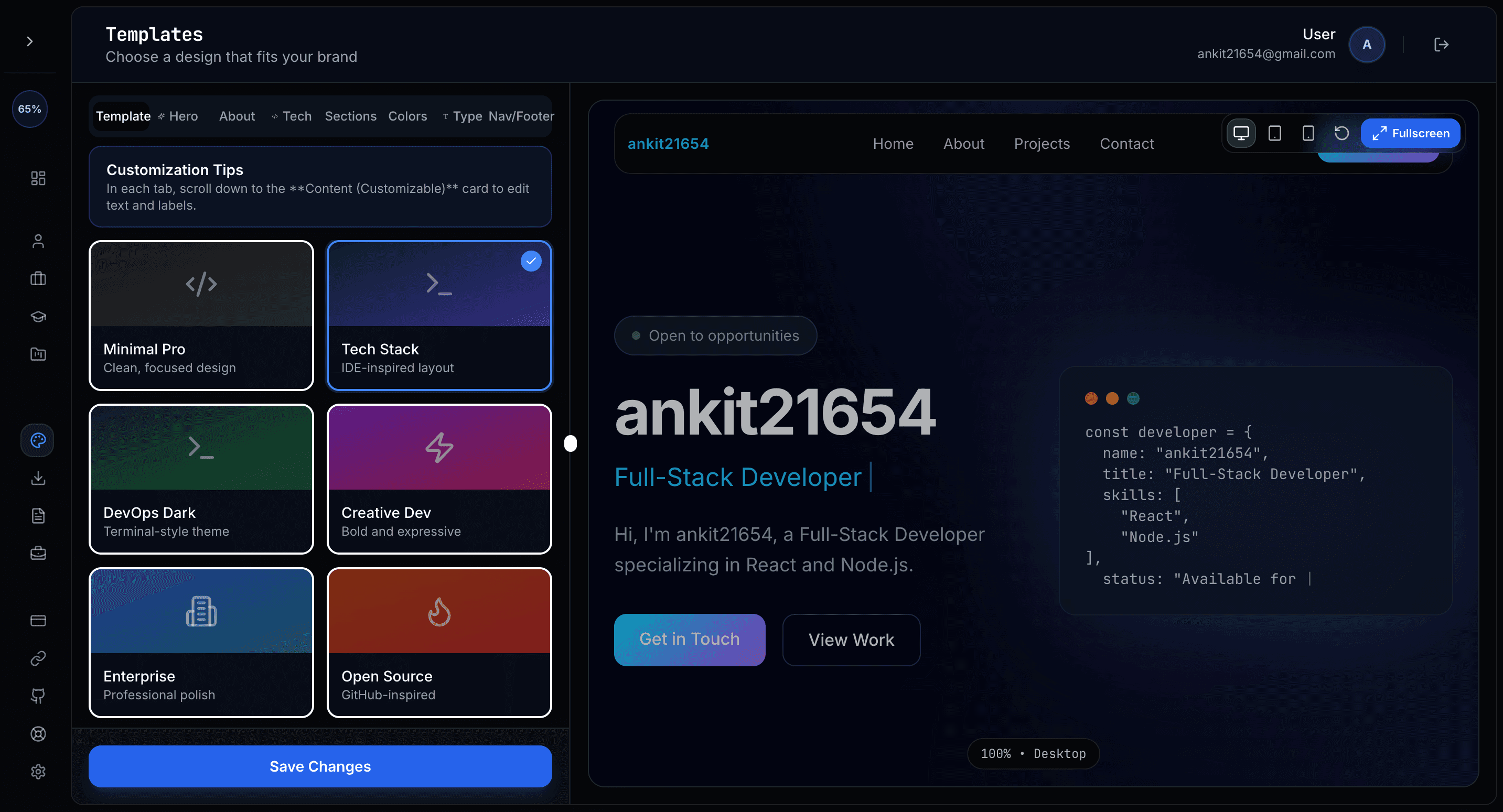 Portfolio Builder Preview