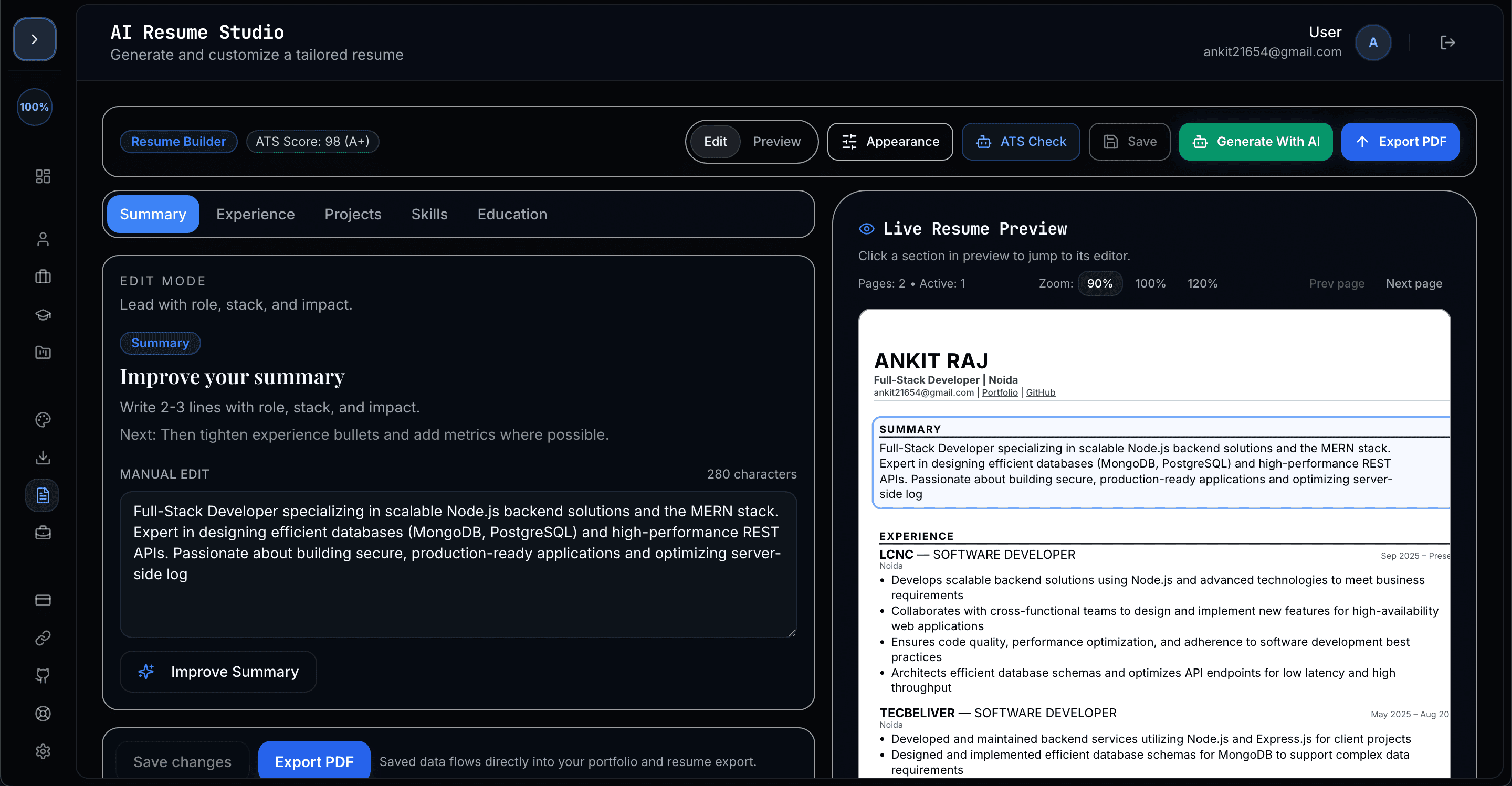ATS Resume Builder Preview